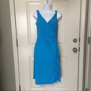 Island Blue Side Rouching Cocktail Dress